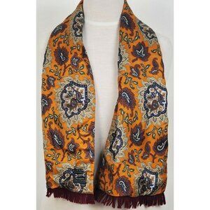 Reversible Men's Scarf Floral Paisley Orange Brown Duggie Majestic Double Sided
